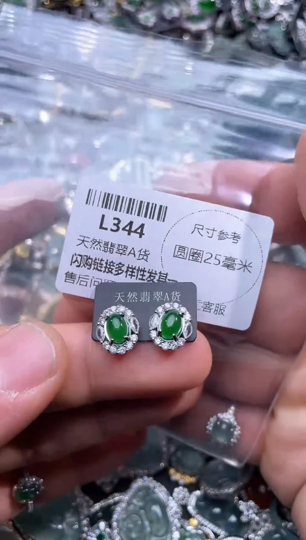 【闪购商品】翡翠颈饰未镶嵌L344耳钉