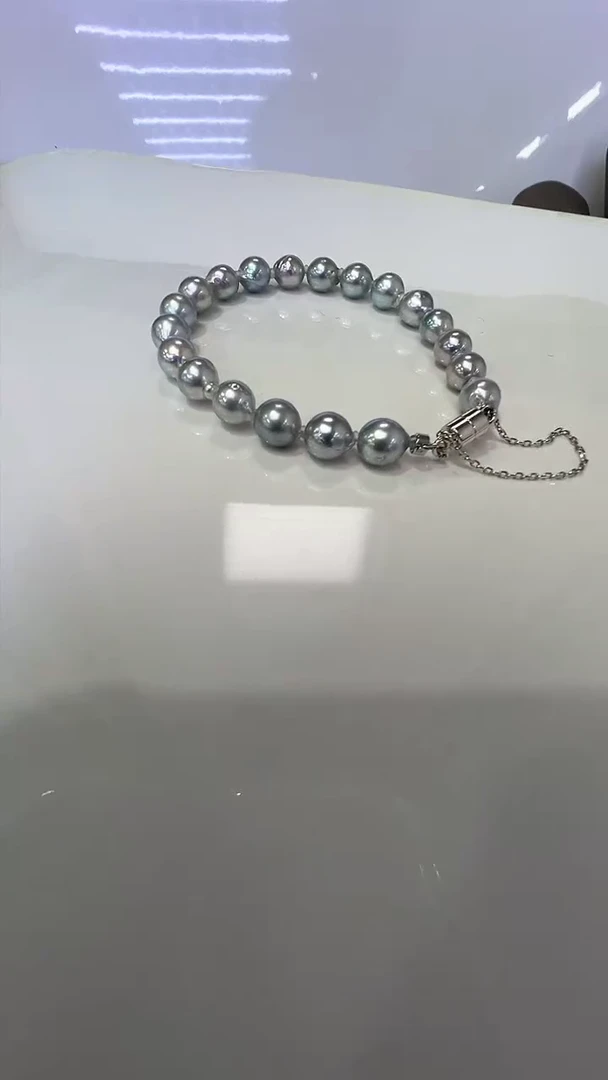 【闪购商品】海水珍珠手链银S925镶嵌真多麻磁吸扣S925手链6-7mm