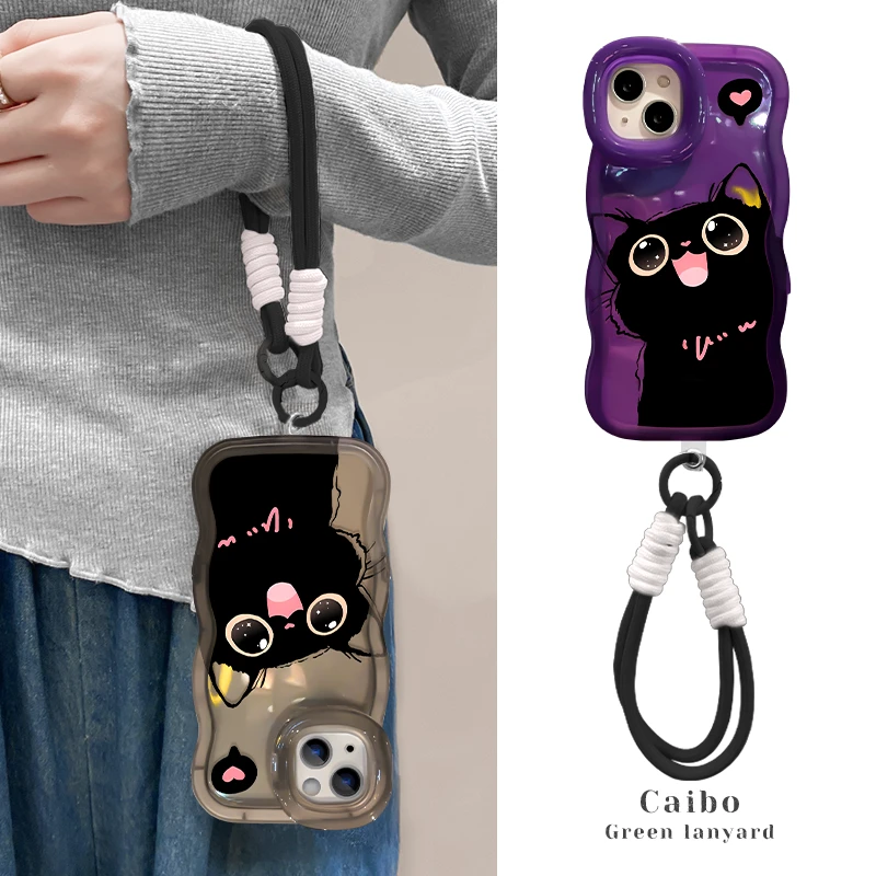 大眼猫咪适用苹果vivo华为oppo小米iPhone15双支架新款可爱手机壳