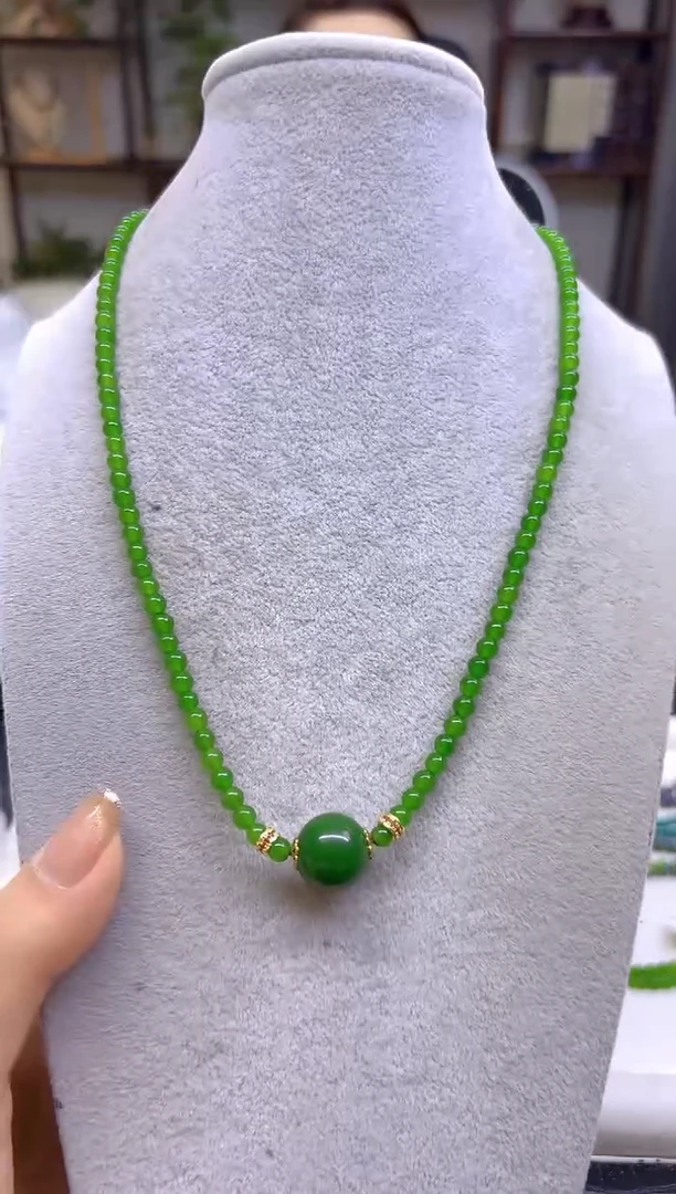 和田玉（碧玉）未镶嵌颈饰DIY款X362