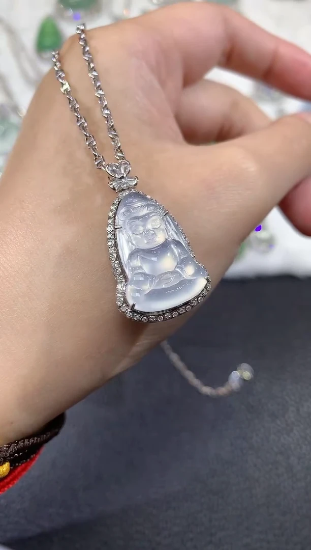 吊坠(不含链)18K金镶嵌翡翠A60