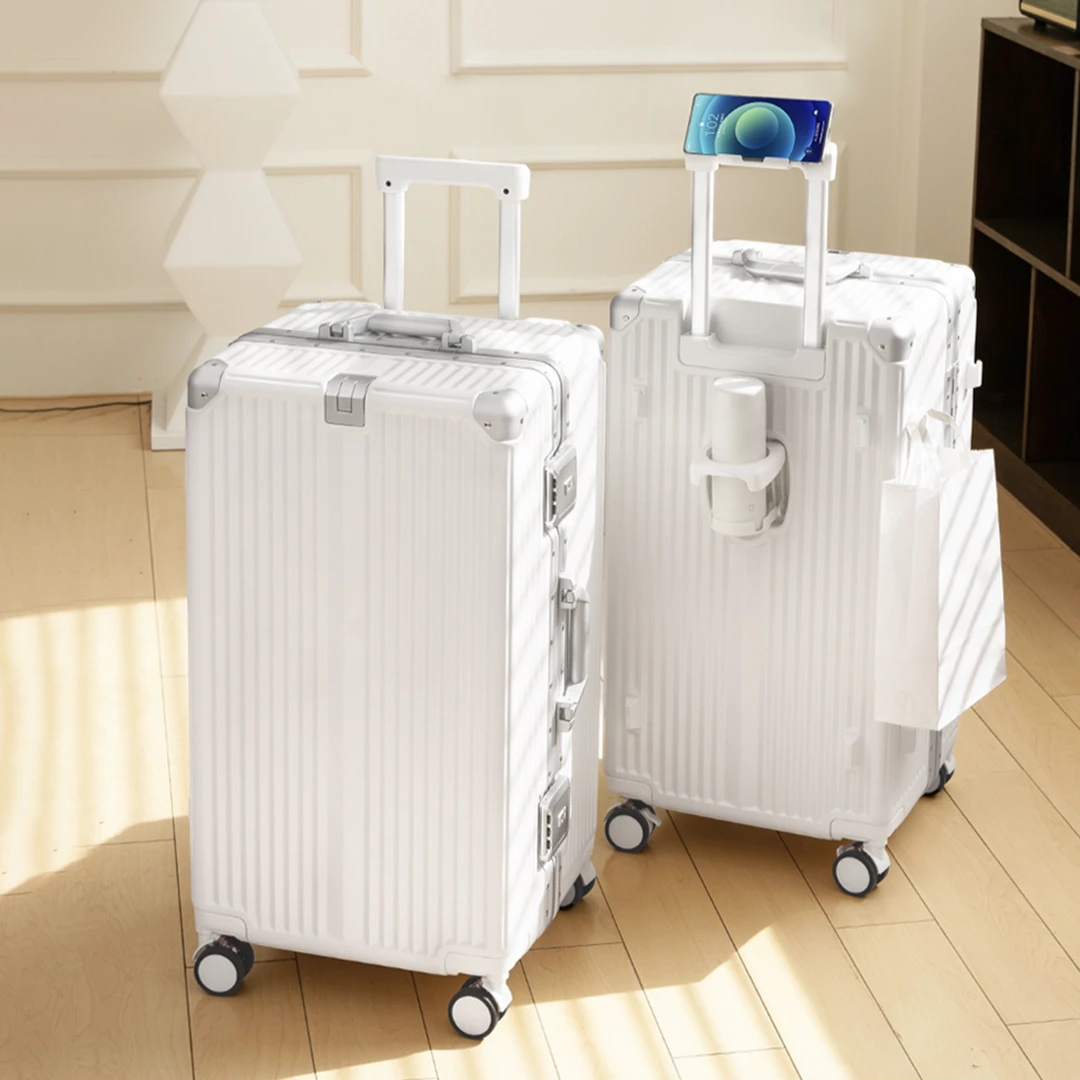 37开多尺寸行李箱抗摔加厚铝框大容量旅行箱多功能密码箱拉杆箱