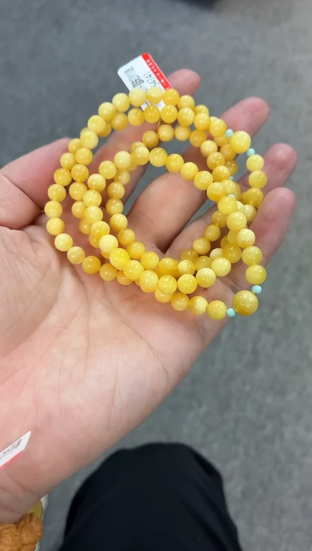 琥珀颈饰未镶嵌项链6+