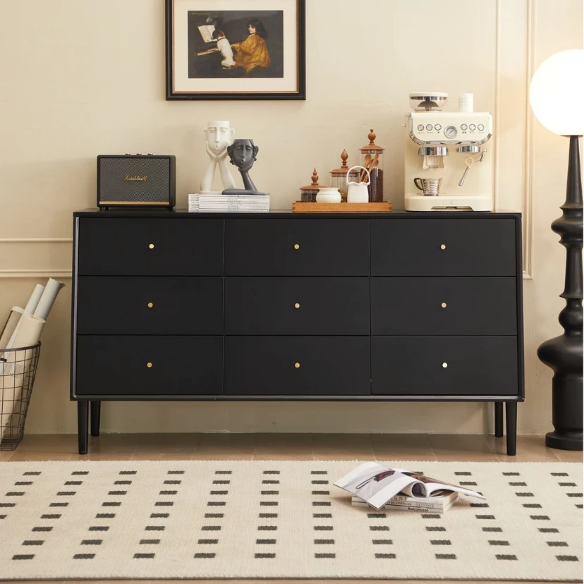 实木九斗柜储物边柜客厅卧室床尾小户型收纳抽屉置物柜子