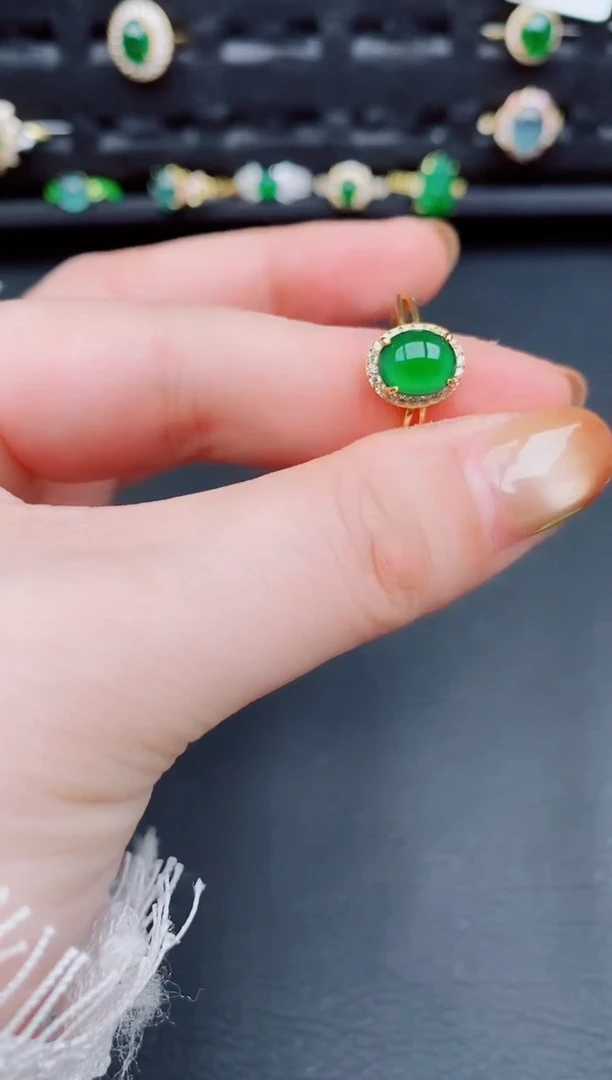 【闪购商品】翡翠戒指银S925镶嵌天然a货翡翠305