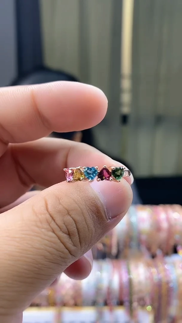 【闪购商品】碧玺戒指银S925镶嵌4354345354