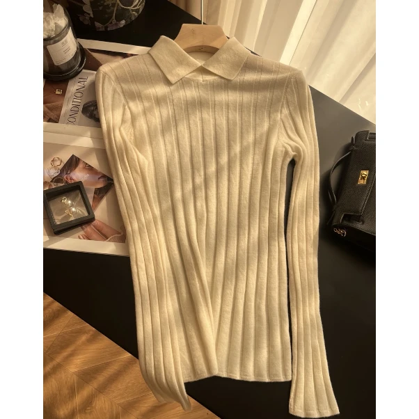 流金岁月~朱锁锁倪妮同款POLO翻领内搭针织衫