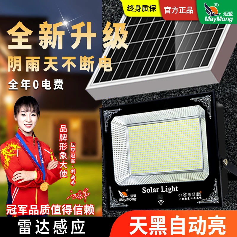 迈盟【小鱼】2025款太阳能灯户外庭院灯超亮人体感应新农村照明灯