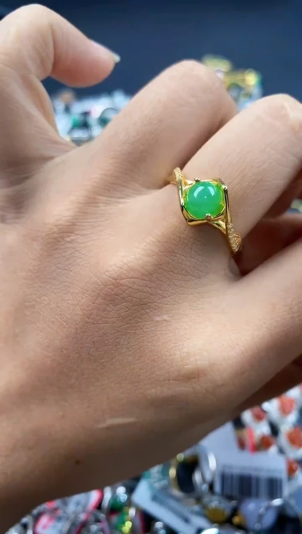 银S925镶嵌戒指翡翠222---5