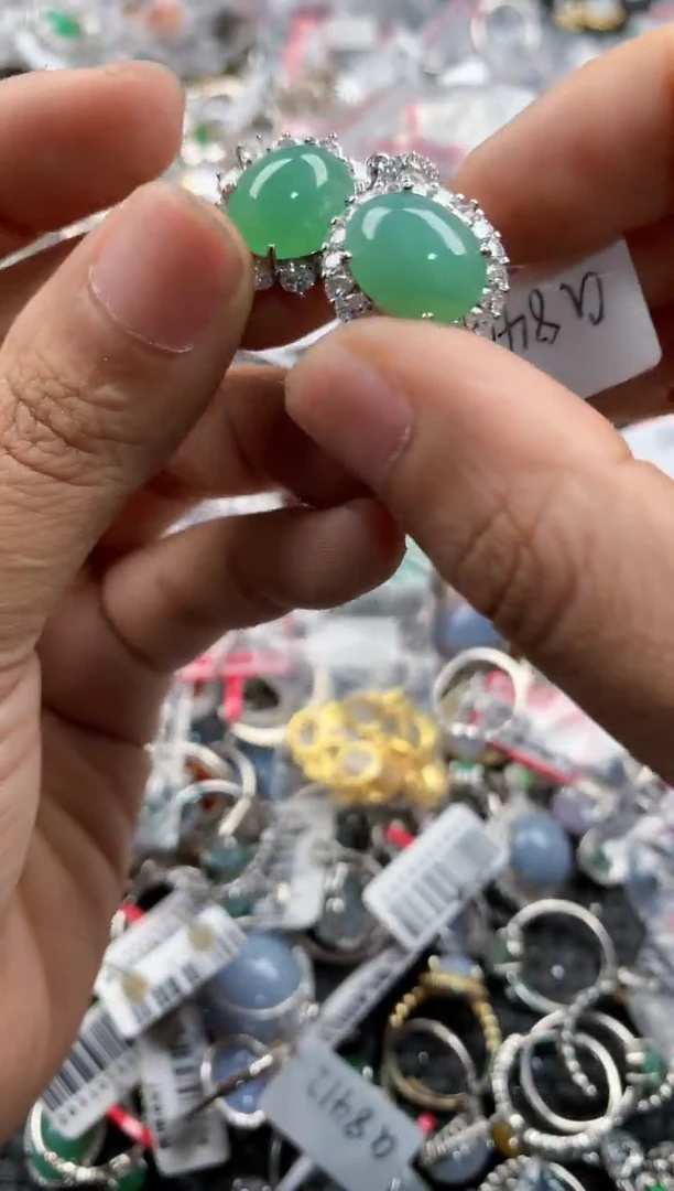 银S925镶嵌戒指翡翠7777---10