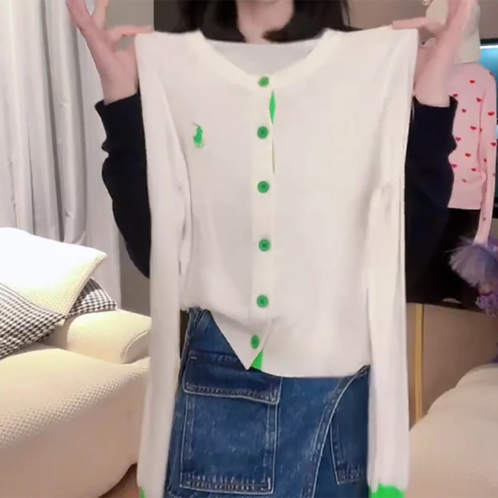 【拼色毛衣开衫】早秋开衫复古提花高级设计师长袖针织衫毛衣C6262