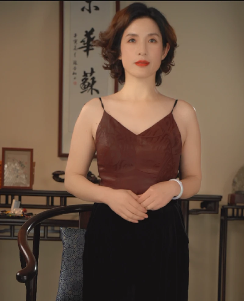 [京华苏艺] 云纹提花香云纱吊带打底 68537S