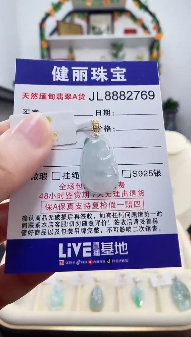 颈饰18K金镶嵌翡翠天然缅甸翡翠 锁骨款如意(一物一证) +银链
