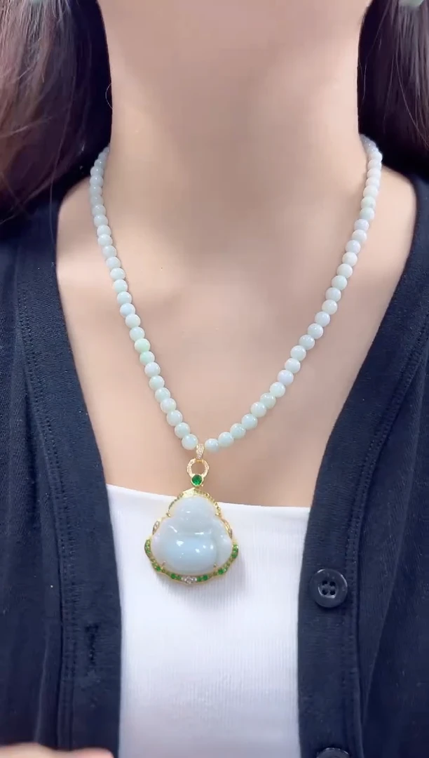 颈饰银S925镶嵌翡翠佛公（多样性发货发其一）