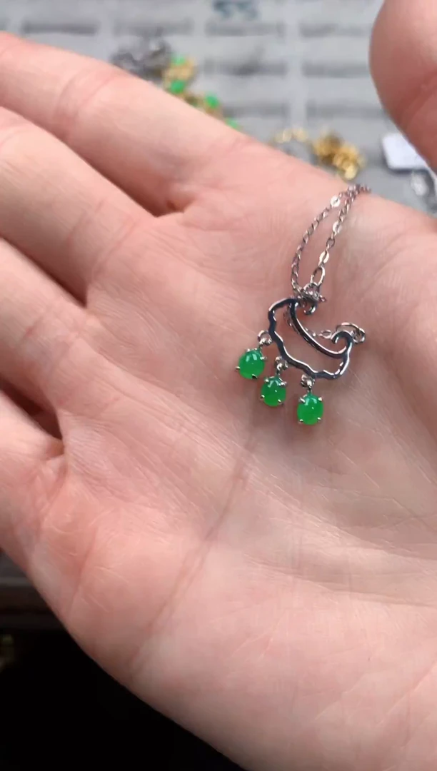 银S925镶嵌戒指翡翠444   5