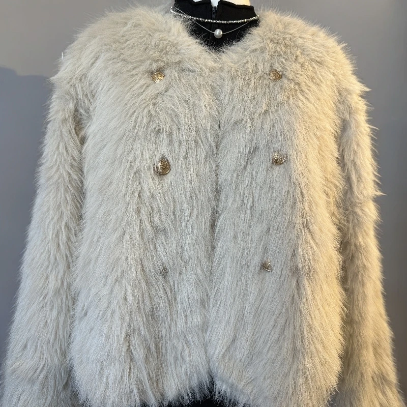 24冬季新款法式小众IS经典logo植绒撞色拼色抓绒女式加绒圆领卫衣