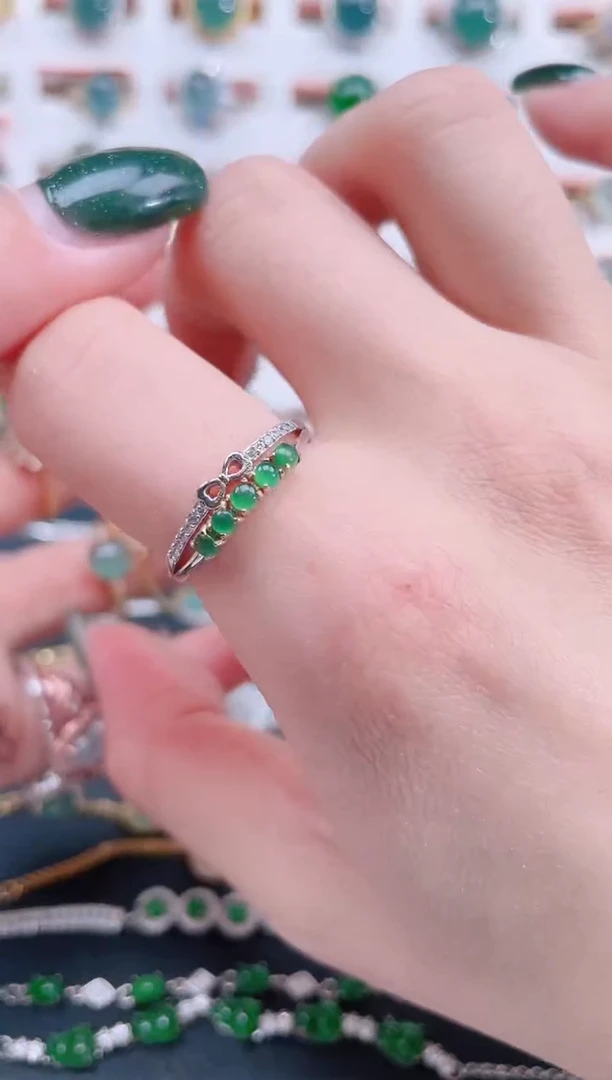 银S925镶嵌戒指翡翠天然翡翠