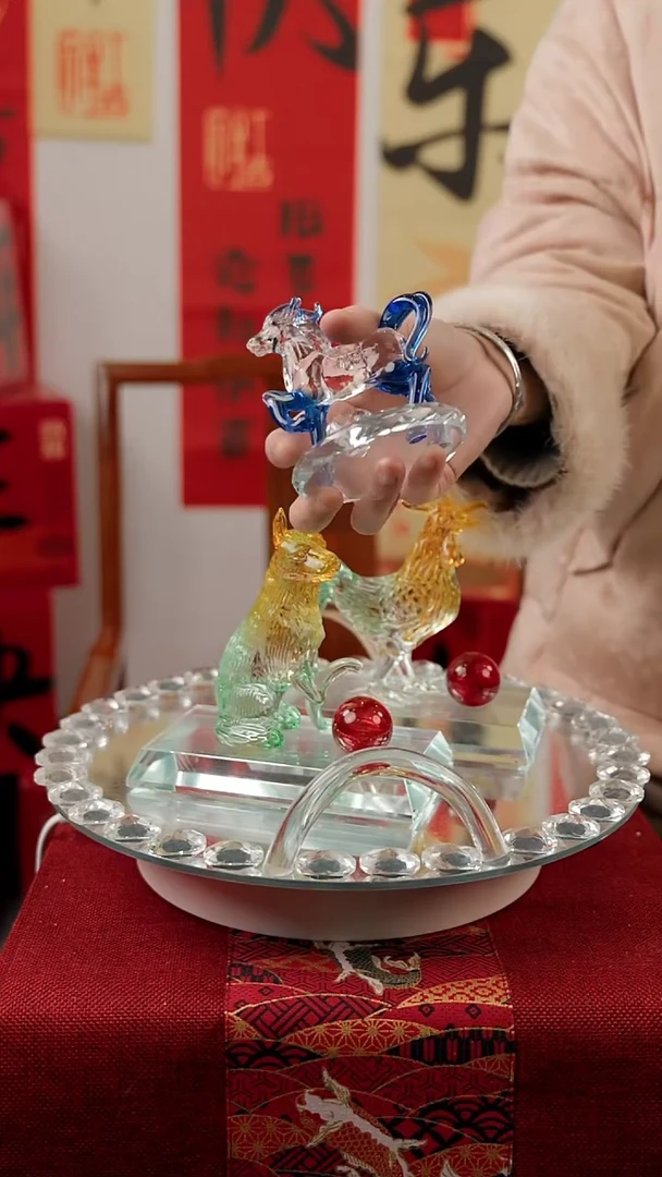 【闪购商品】琉璃拉丝蓝底马摆件