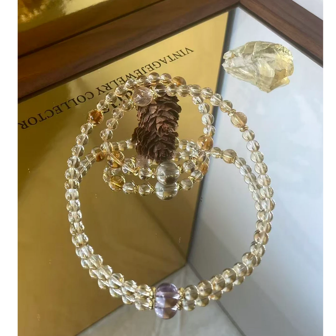 天然黄塔晶组合双圈转运手链