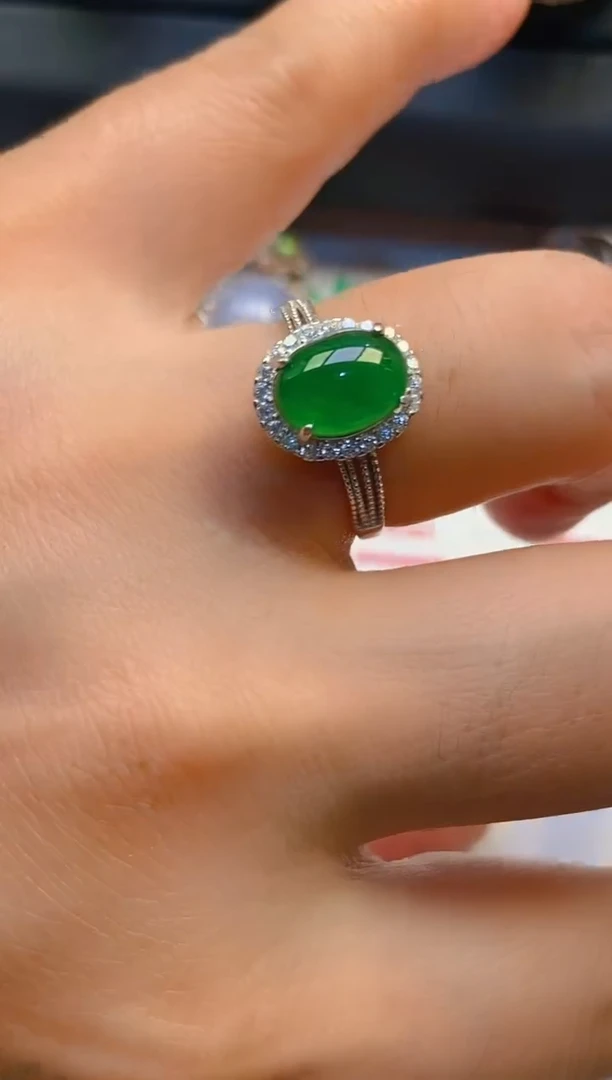 【闪购商品】翡翠耳饰银S925镶嵌天然A货翡翠1