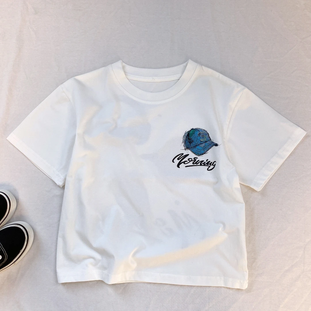 夏新款款儿童短袖中大童男女童上衣半袖满印休闲T恤圆领夏季