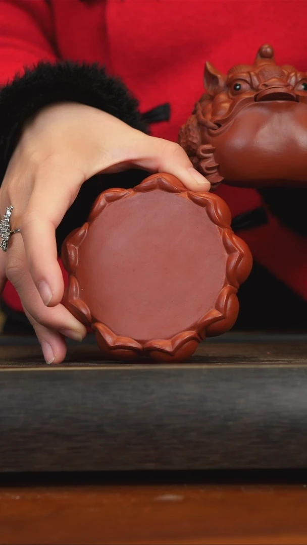 【闪购商品】紫砂茶壶红泥莲花底座9cm