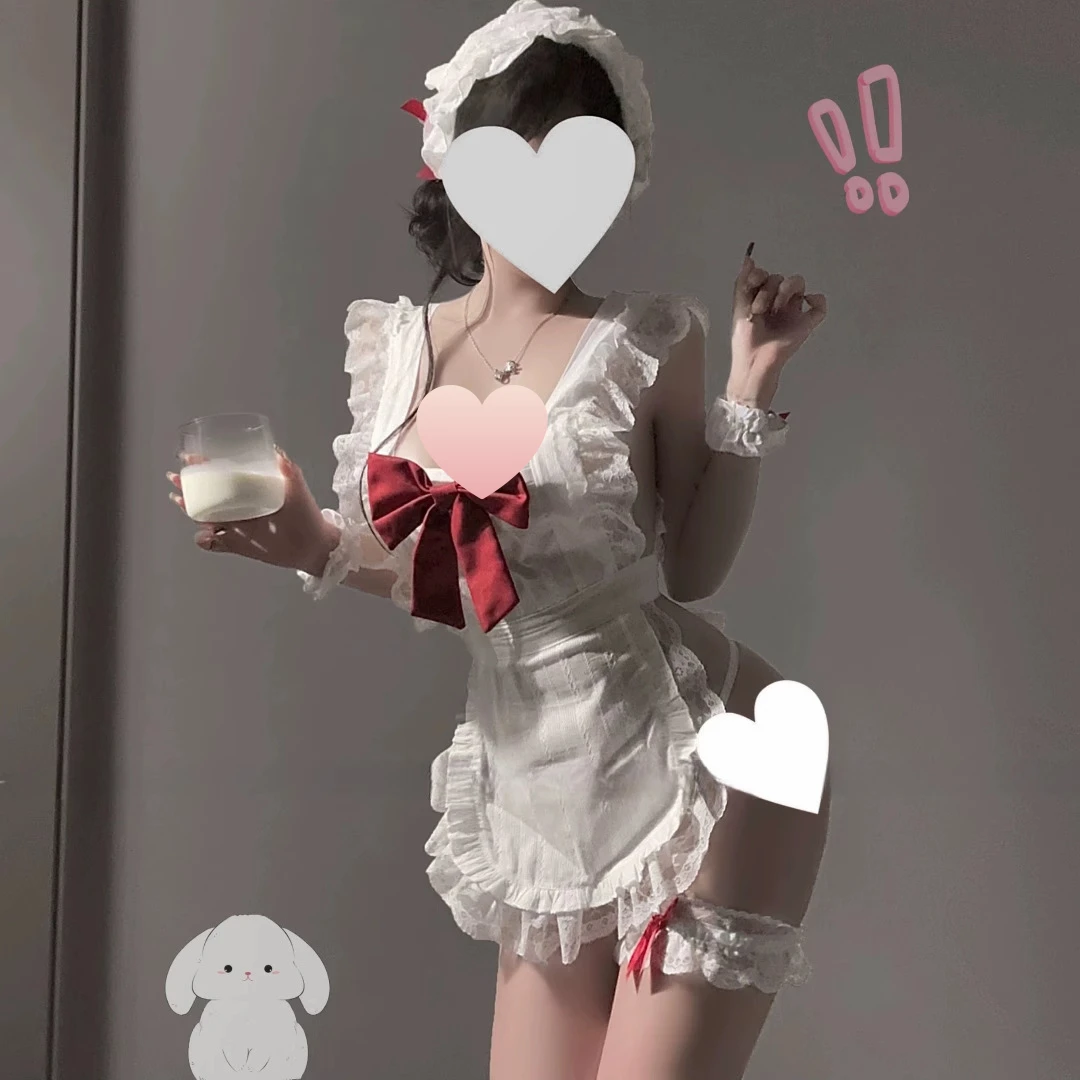 【绯燃蜜语】“凝脂”蝴蝶结纯欲女仆围裙套装睡衣女性洛丽塔