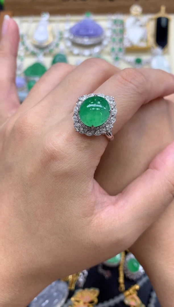 翡翠戒指18K金镶嵌495-中国好珍宝