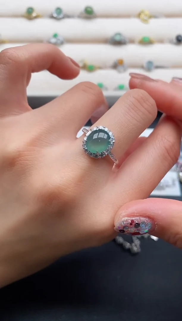 银S925镶嵌戒指翡翠33333333+9