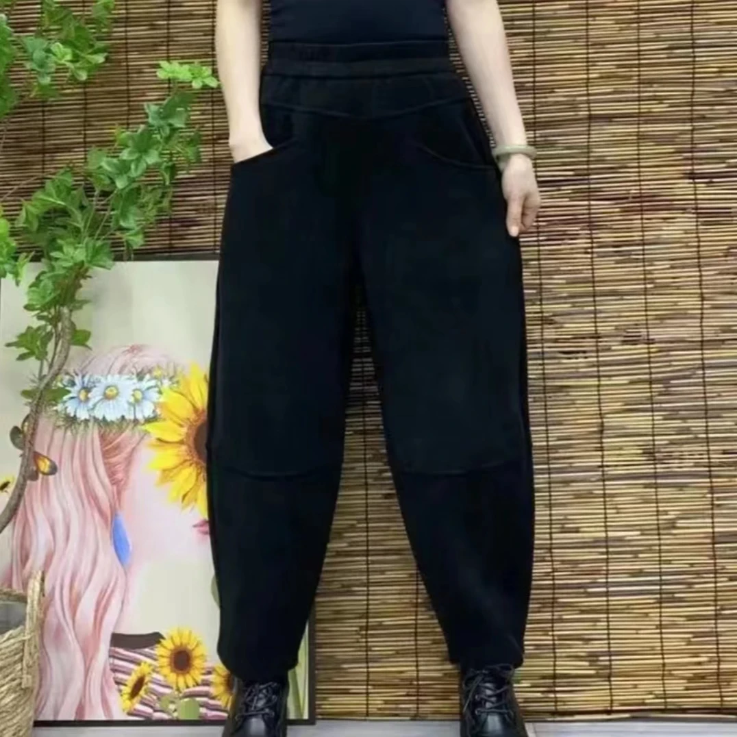 1011#2024冬季时尚厚款宽松显瘦外穿百搭哈伦裤