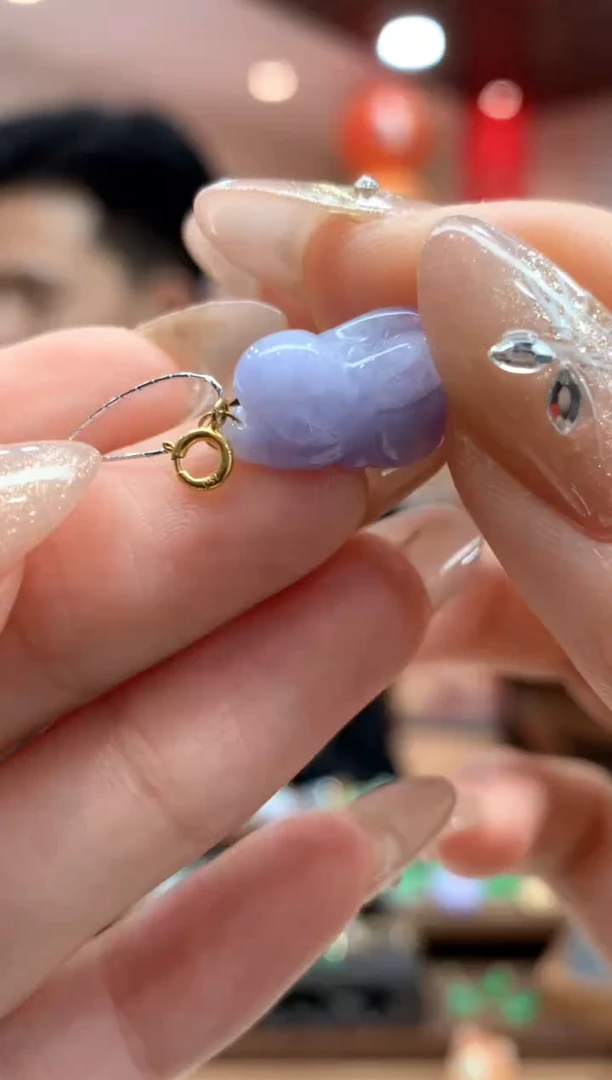 【闪购商品】翡翠吊坠(不含链)18K金镶嵌兔子