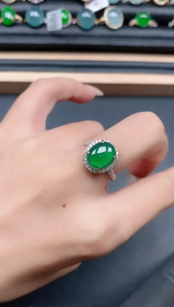 翡翠戒指银S925镶嵌11111