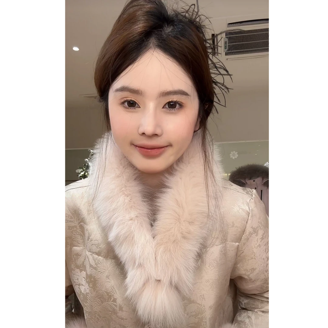 【花花】100狐狸毛毛领~真狐狸毛强吸力加厚保暖秋冬百搭粉色围脖