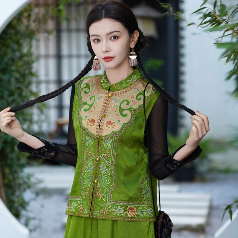 [WYZAKING]【潋·汐】新中式重工刺绣复古绣花显瘦百搭短款马甲