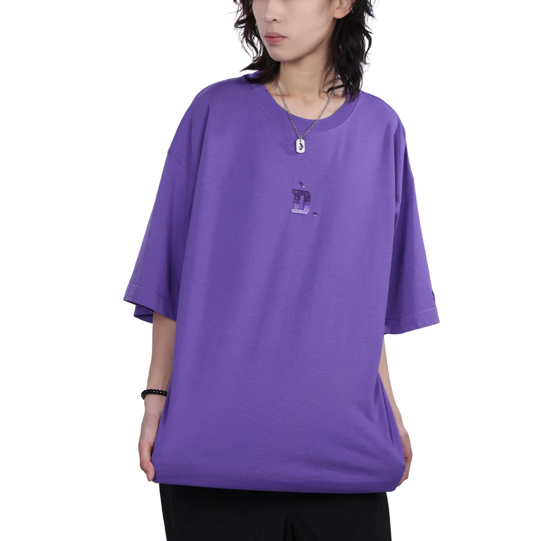 D.Desirable 经典D系列-薰衣紫气泡渐变刺绣T恤