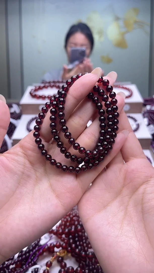 未镶嵌手链石榴石酒红色石榴石5mm+多圈，多样式发一