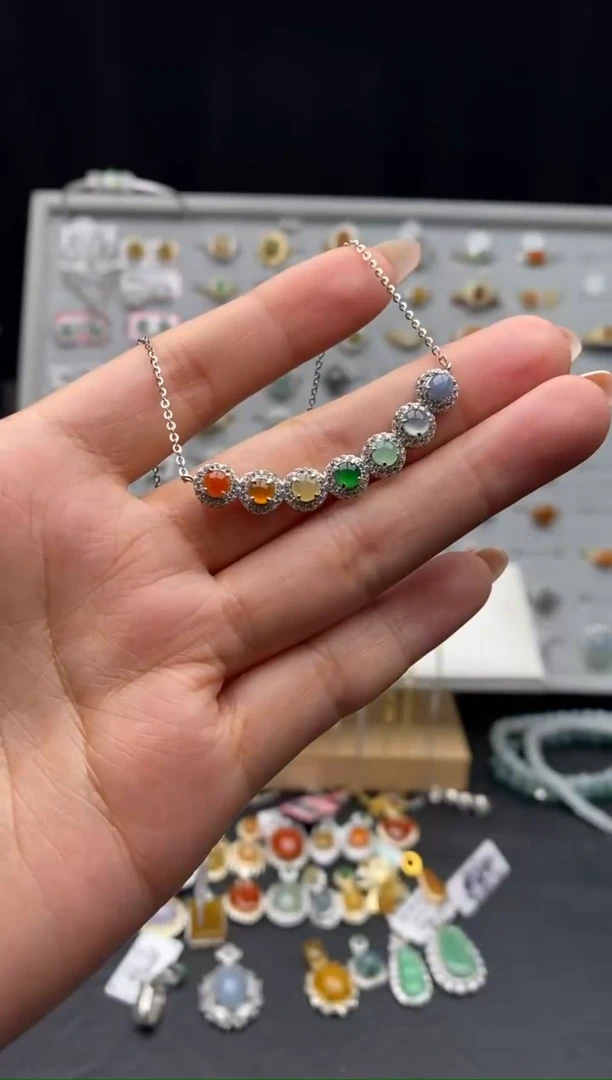 银S925镶嵌戒指翡翠天然A货翡翠