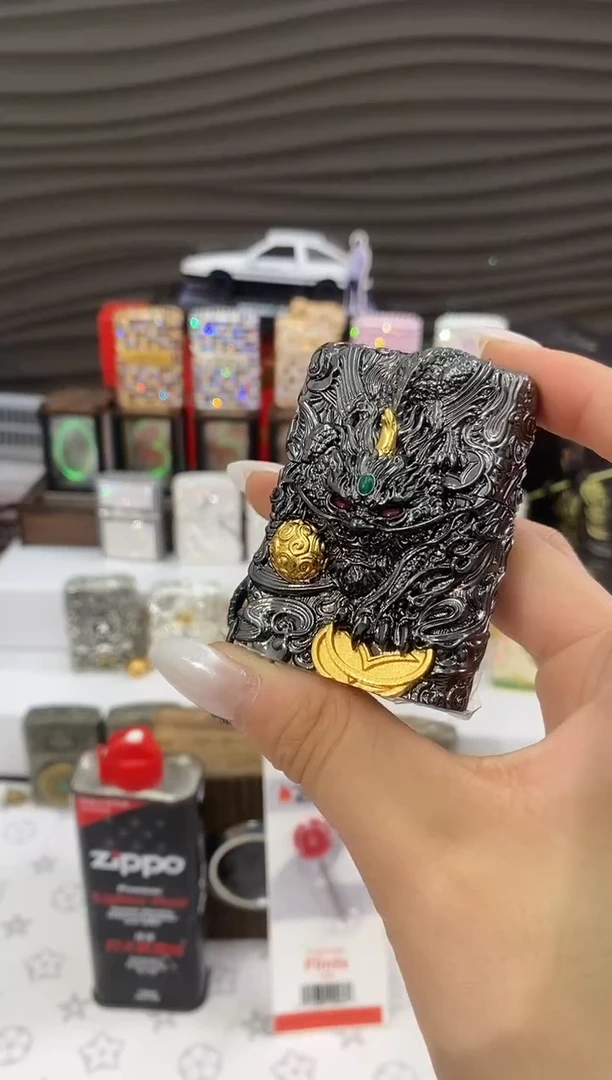 铜灵动貔貅 黑金 礼盒礼袋 油 火石