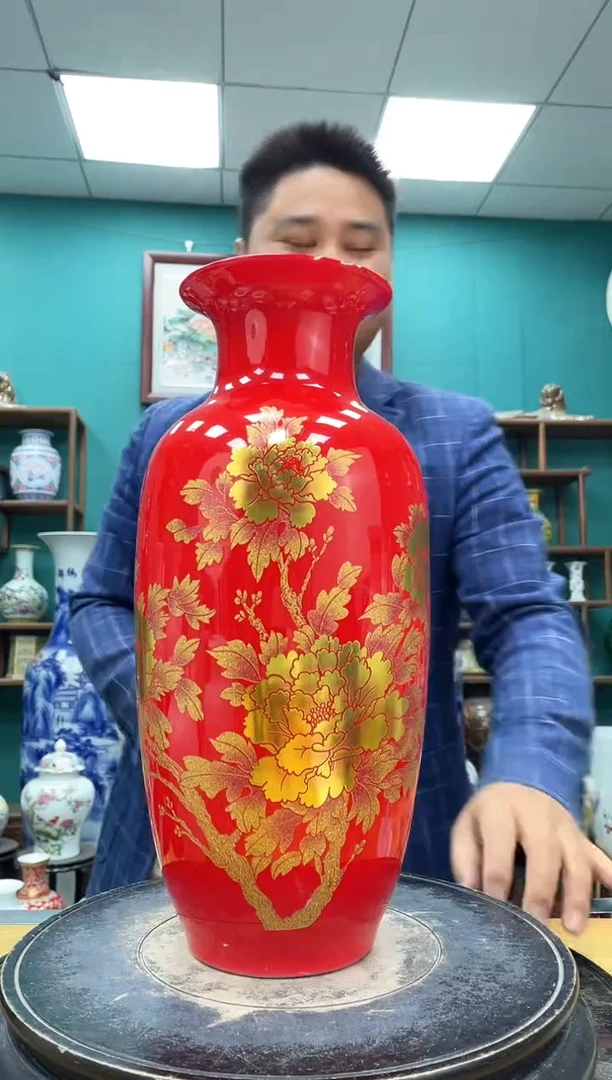 摆件红冬瓜陶瓷摆件