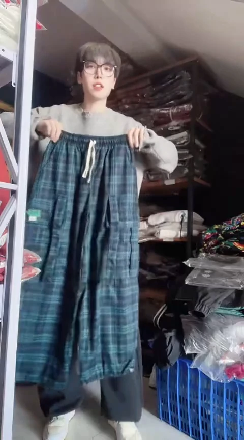 闪电购精品女装100绿格子裤S