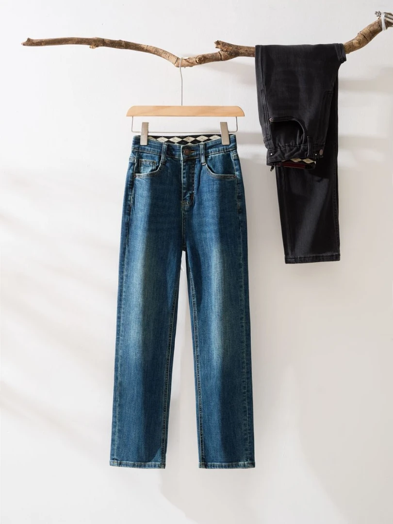 25夏季韩版窄版直筒裤女高腰显瘦修身百搭时尚弹力小直筒裤8031