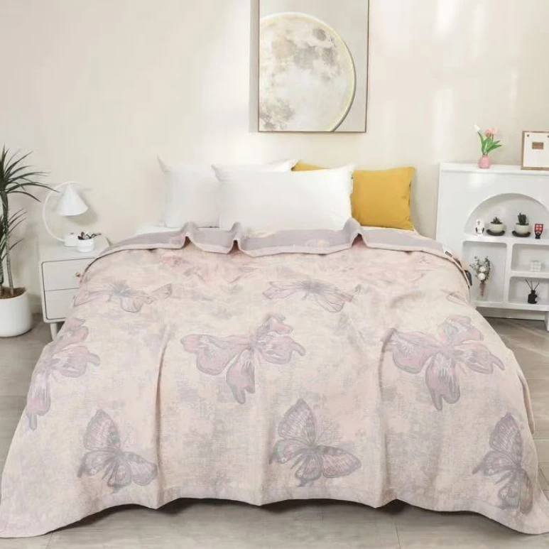 【惜相蝶】200*230高定款轻奢进口埃及长绒棉驼绒蛋白毯