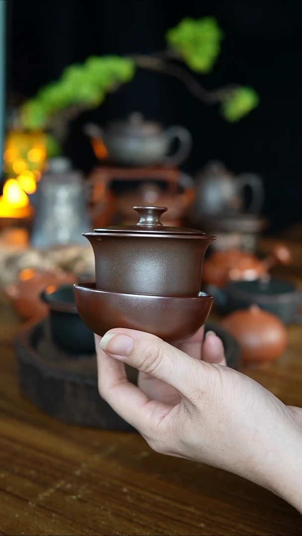 蛟龙精品碳晶烧小盖碗80毫升一壶一杯