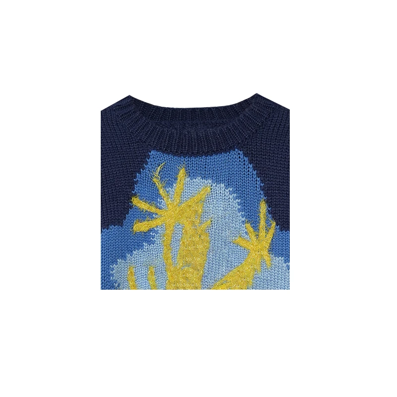 JY3ZZD123465设计感绣花漂亮鬼新款秋冬百搭圆领针织毛衣女上衣