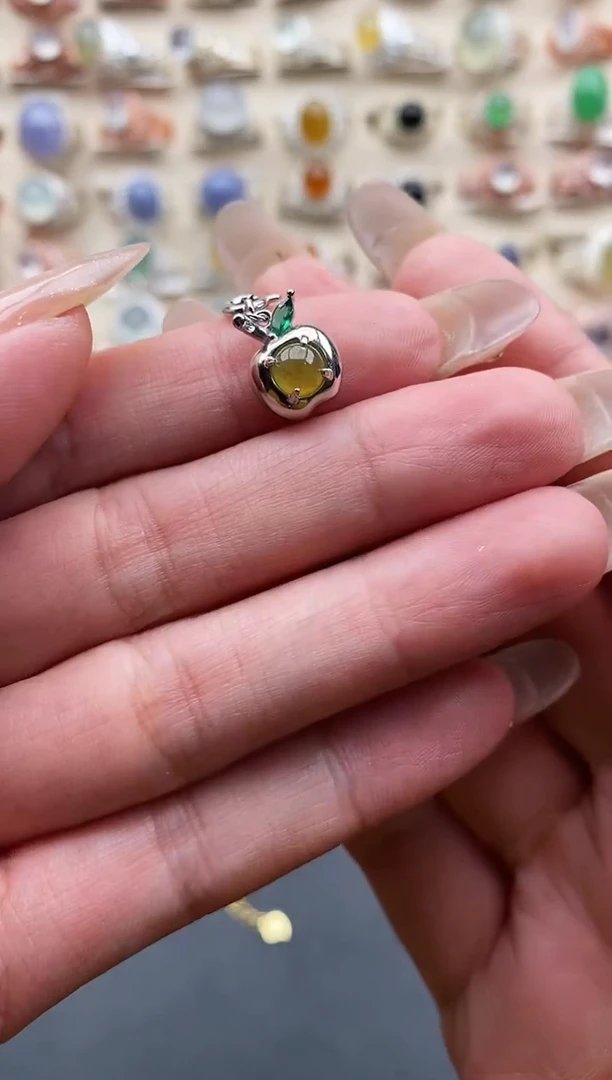 银S925镶嵌戒指翡翠缅甸天然A货翡翠2 9-4