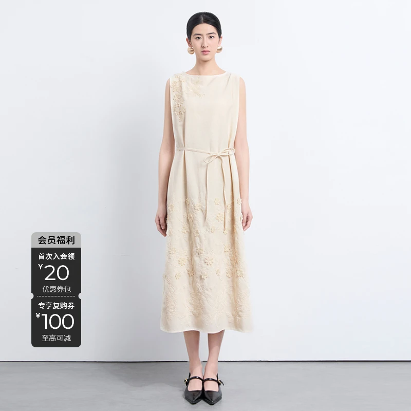 S·DEER圣迪奥女士优雅百搭气质轻奢时尚夏季无袖连衣裙S252Z1229