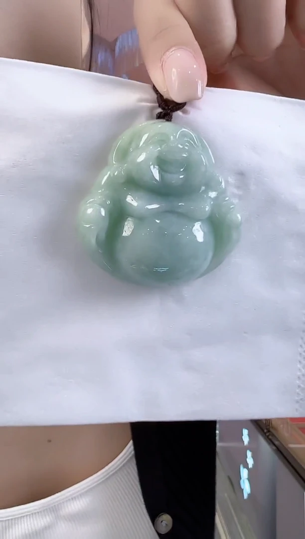 翡翠未镶嵌吊坠(不含链)孤品翡翠A货满绿佛吊坠