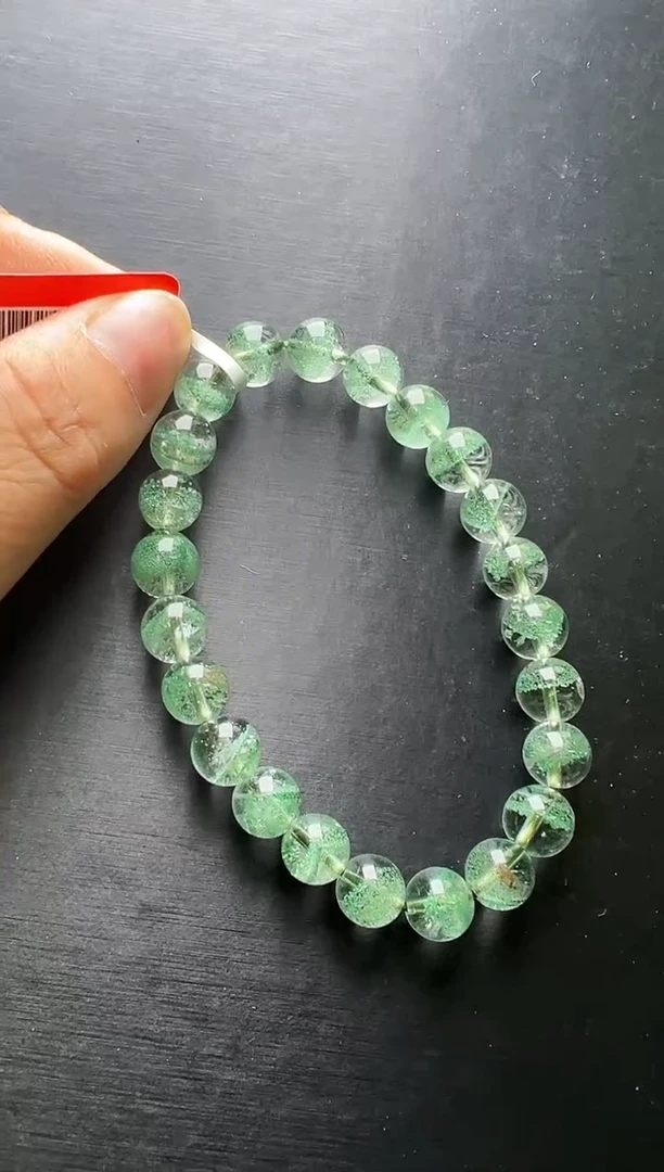 水晶手串未镶嵌翠幽灵金字塔手串8m+ JP50296