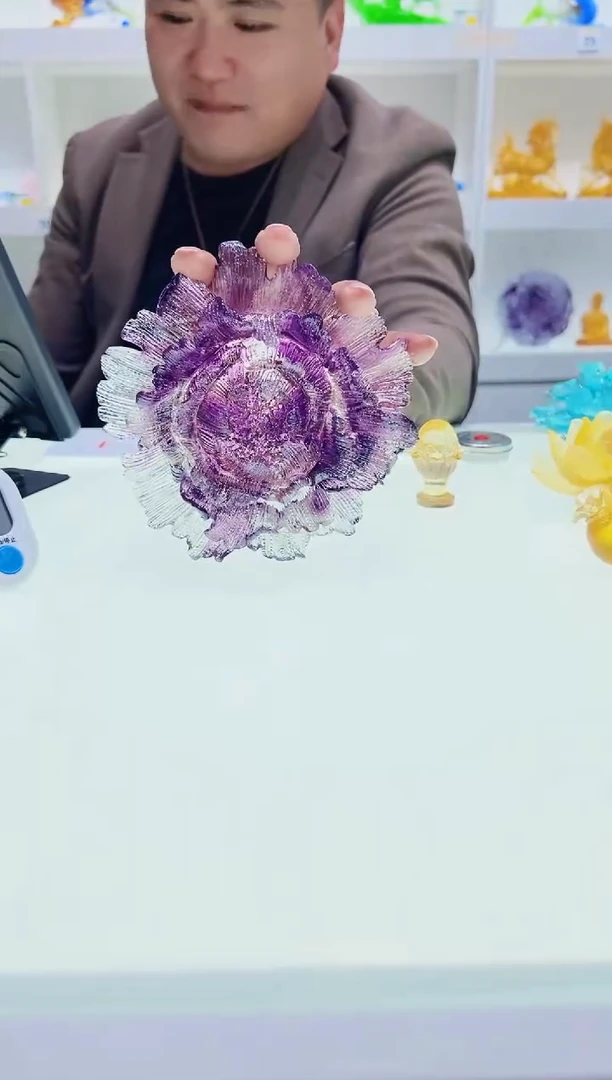 【闪购商品】泥塑古法琉璃牡丹花摆件