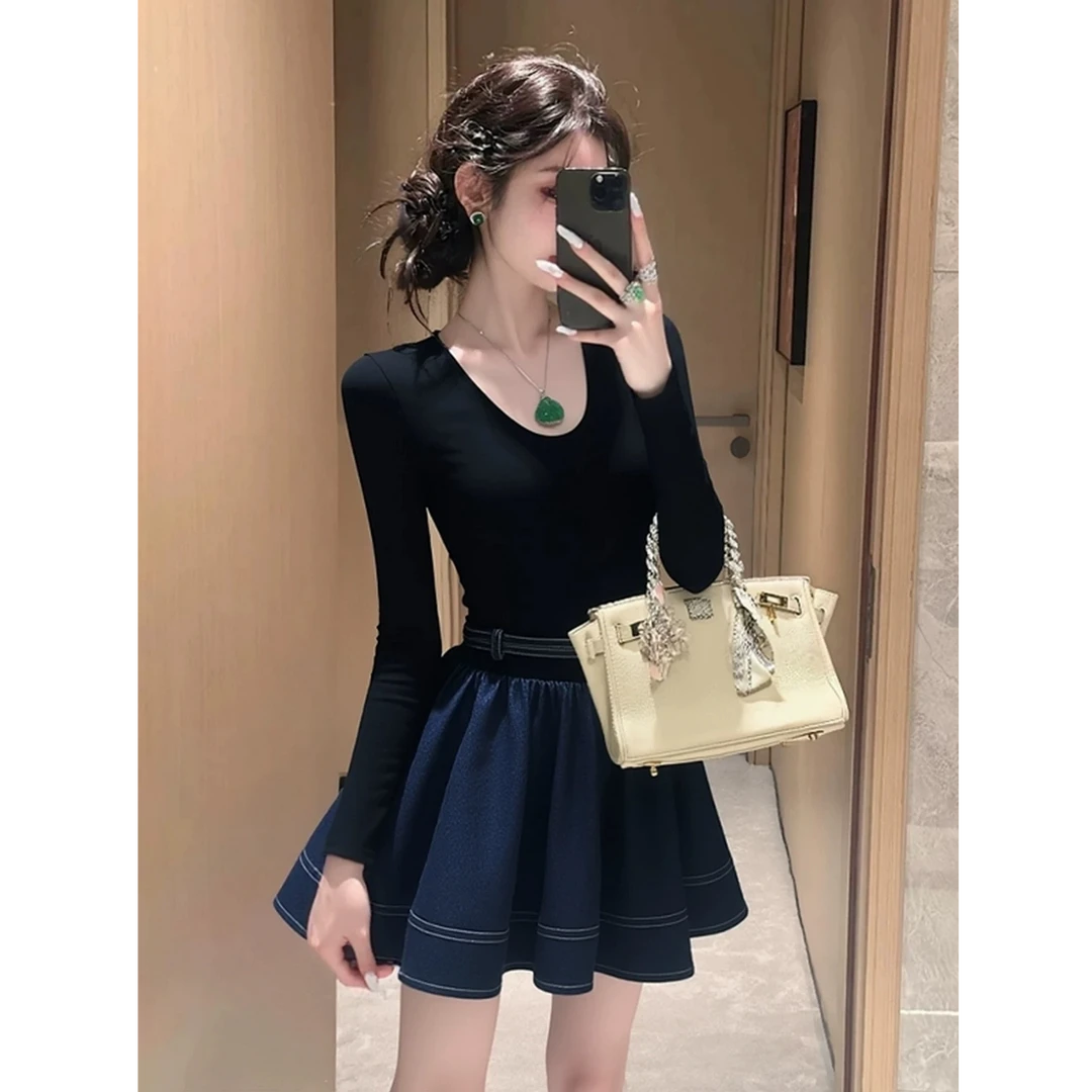 精致小个子穿搭高级感巨好看重要场合轻奢小众不撞款拼接连衣裙秋